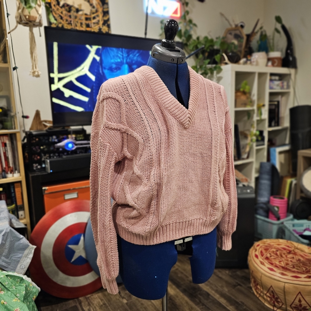 WandaVision Madewell pink cable sweater
